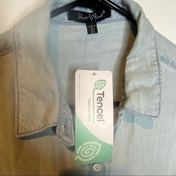 Velvet heart Tencel chambeay denim peplum Dress NWT XS blue b - Picture 7 of 8